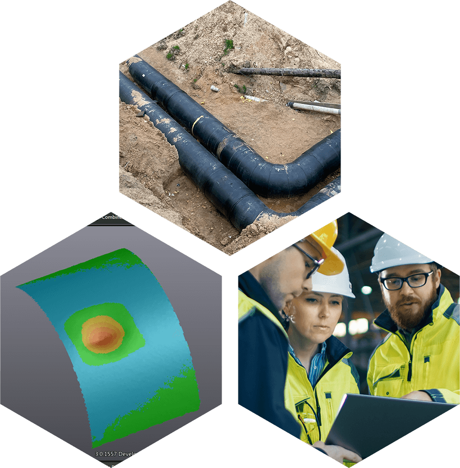 underground non destructive oil pipe testing 3D render software