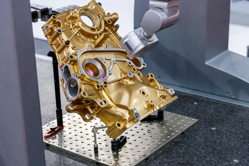 Engine Block Being 3D Scanned